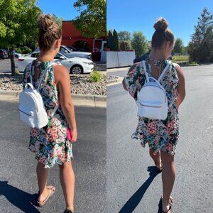 Zara Basic | Z1975 Denim Floral Halter Ruffle Sleeveless Mini Dress | Size Large